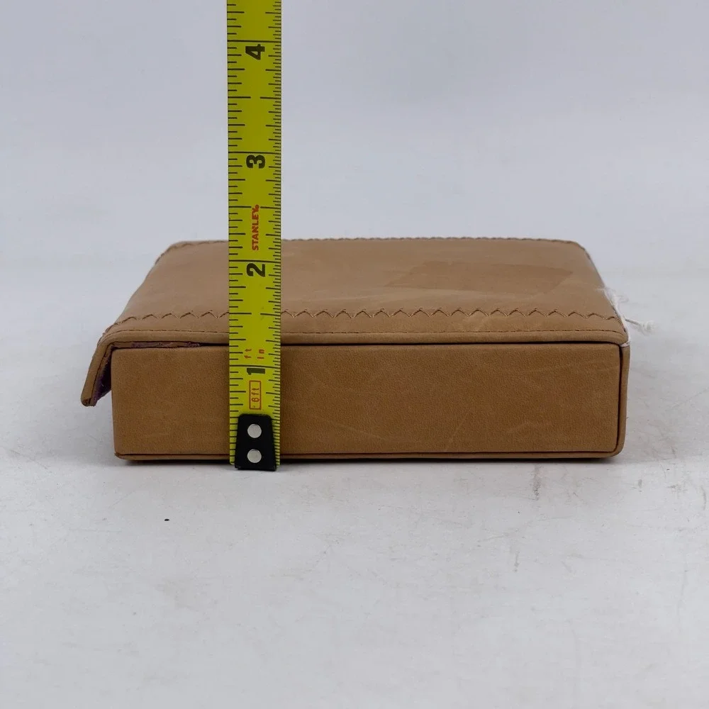 Sigrid Olsen Jewelry Box‎ Organizer Case Brown Faux Leather Purple Interior